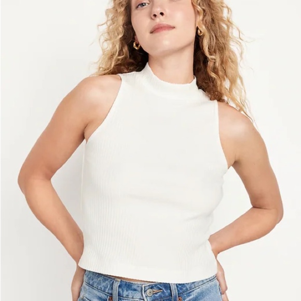 Old Navy White Ribbed Tank Top
